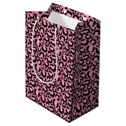 Roze Cheetah Print Medium Cadeauzakje (Achterkant Gekanteld)