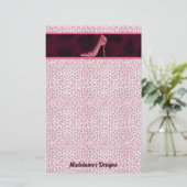 Roze Cheetah Print met naam en pomp Briefpapier (Staand voorkant)