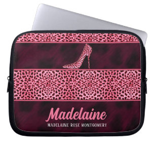 Roze Cheetah Print met Stiletto Hiel Laptop Sleeve