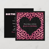 Roze Cheetah Print Party nodiging uit Kaart (Voorkant / Achterkant)