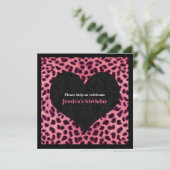 Roze Cheetah Print Party nodiging uit Kaart (Staand voorkant)