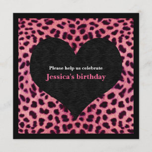 Roze Cheetah Print Party nodiging uit Kaart