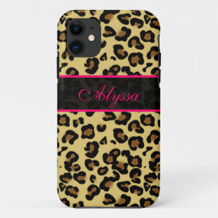 Roze Cheetah print persoonlijke telefoontas iPhone 11 Hoesje