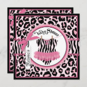 Roze Cheetah Print Rock Star Tutu Baby shower Kaart (Voorkant / Achterkant)