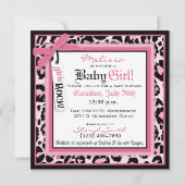 Roze Cheetah Print Rock Star Tutu Baby shower Kaart (Achterkant)