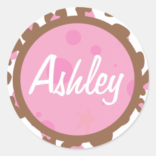 Roze Cheetah Print Ronde Sticker (Voorkant)