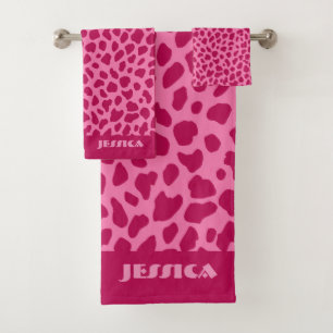 Roze Cheetah Print Trendy y y2k Retro Esthetische Bad Handdoek