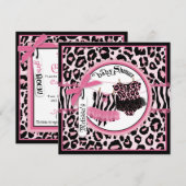 Roze Cheetah Rock Star Tutu Twins Baby shower Kaart (Voorkant / Achterkant)