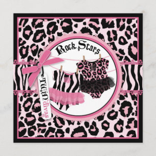 Roze Cheetah Rock Star Tutu Twins Baby shower Kaart