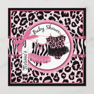 Roze Cheetah Rock Star Tutu Twins Baby shower Kaart