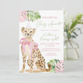 Roze Cheetah savanne meisje verjaardag Kaart (Staand voorkant)