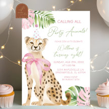 Roze Cheetah savanne meisje verjaardag