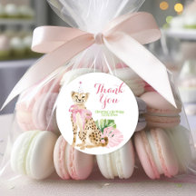 Roze Cheetah savanne meisje verjaardagssticker