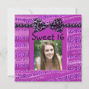 Roze Cheetah Sweet Sixteen Zebra Stripes Kaart