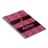 Roze Cheetah voor schrijver met naam Notitieboek (Rechterzijde)
