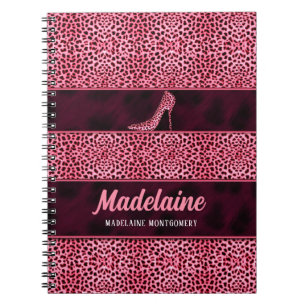 Roze Cheetah voor schrijver met naam Notitieboek