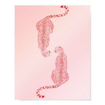 Roze Cheetah Wall Art Print, Trendy kunst aan de m
