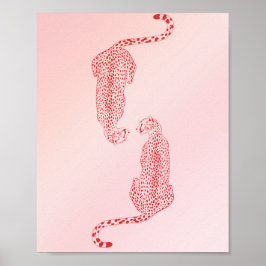 Roze Cheetah Wall Art Print, Trendy kunst aan de m Poster