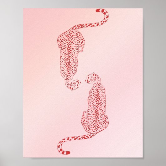 Roze Cheetah Wall Art Print, Trendy kunst aan de m Poster (Voorkant)