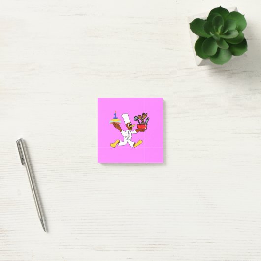 Roze Chef Ducky Kazoo merkt op Post-it® Notes (Kantoor)