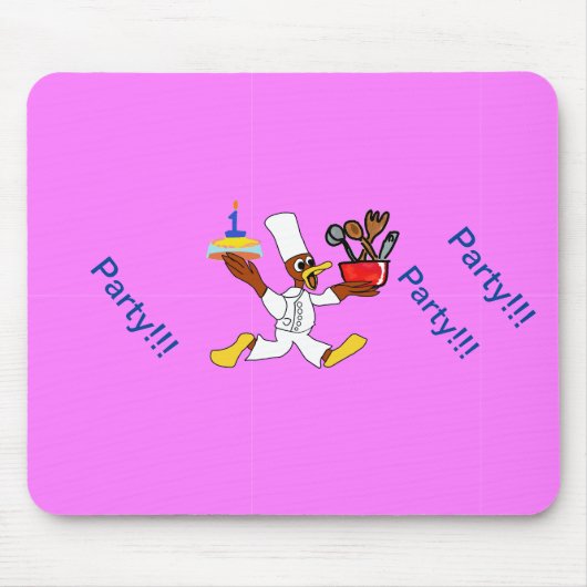 Roze Chef Ducky Verjaardag  Muismat (Voorkant)