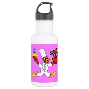 Roze Chef Ducky Verjaardag Waterfles