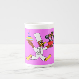 Roze Chef Eendje Verjaardag Porselein Kop