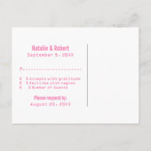 Roze chemie RSVP-Briefkaart Uitnodiging Briefkaart (Achterkant)