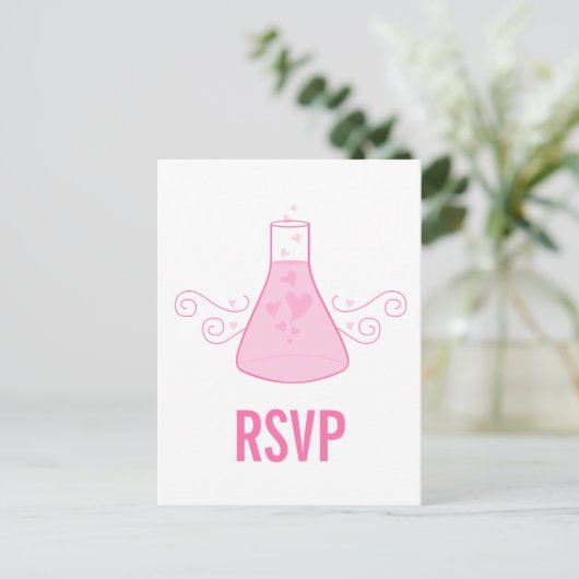 Roze chemie RSVP-Briefkaart Uitnodiging Briefkaart (Staand voorkant)