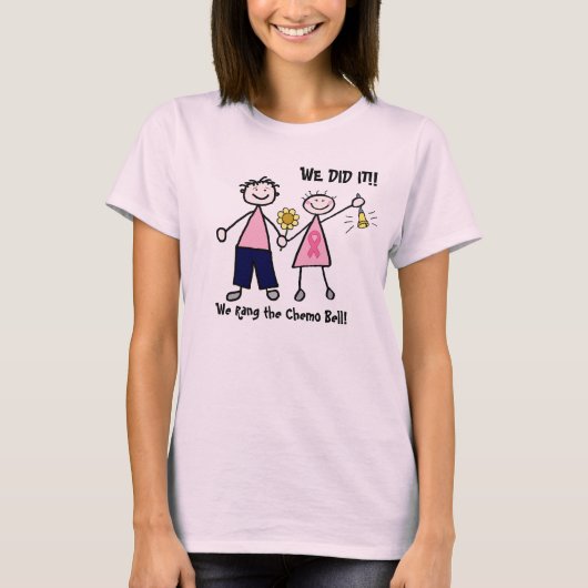 Roze chemo met ribbon Couple Ring the Bell T-shirt (Voorkant)
