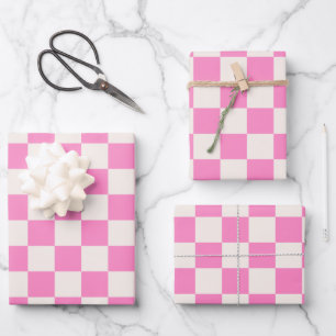 Roze cheque, Checkerboard Patroon, Gecontroleerd Inpakpapier Vel