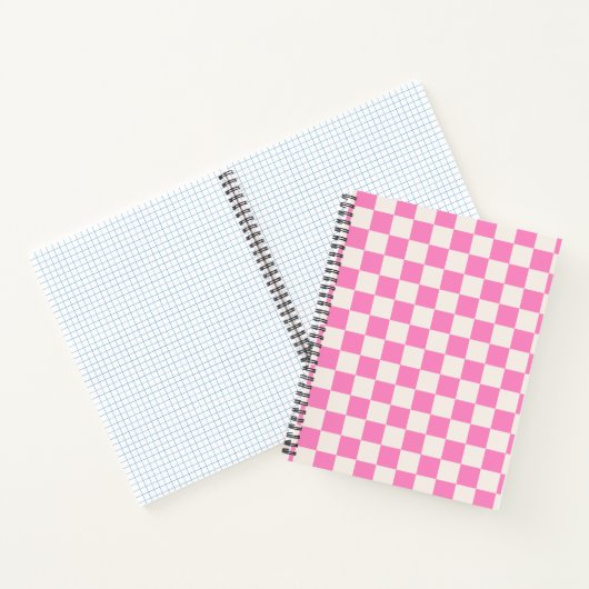 Roze cheque, Checkerboard Patroon, Gecontroleerd Notitieboek (Binnen)