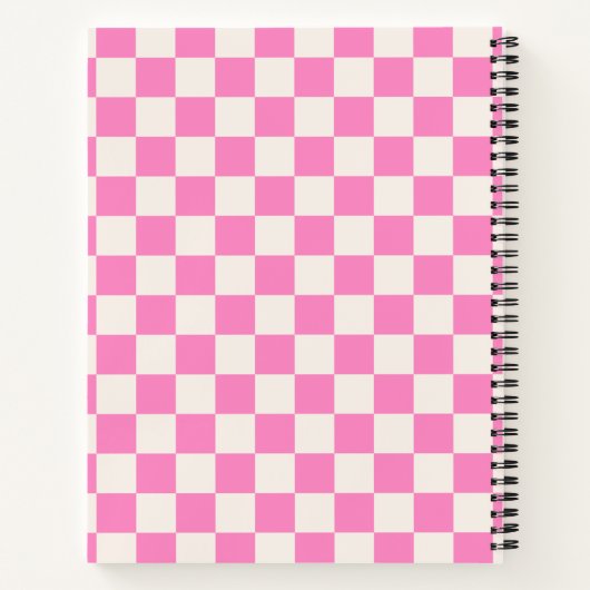 Roze cheque, Checkerboard Patroon, Gecontroleerd Notitieboek (Achterkant)