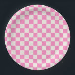 Roze cheque, Checkerboard Patroon, Gecontroleerd Papieren Bordje<br><div class="desc">Gecontroleerd patroon - roze en crèmekleurig wit dambord.</div>