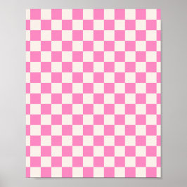 Roze cheque, Checkerboard Patroon, Gecontroleerd Poster