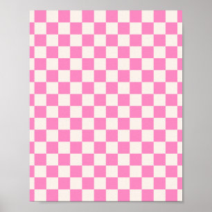 Roze cheque, Checkerboard Patroon, Gecontroleerd Poster
