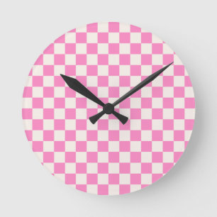 Roze cheque, Checkerboard Patroon, Gecontroleerd Ronde Klok