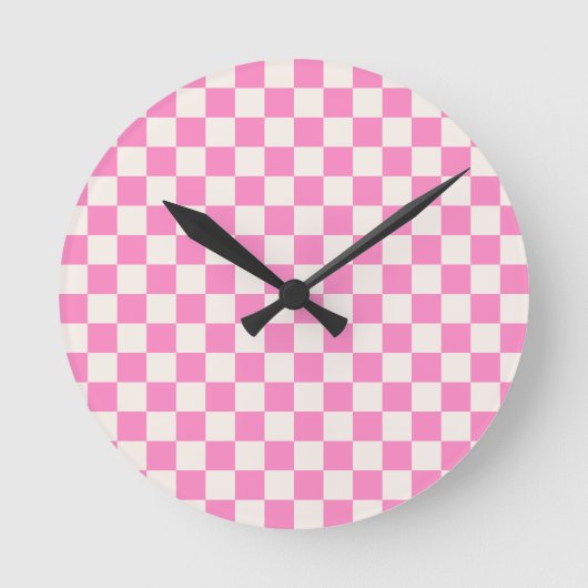 Roze cheque, Checkerboard Patroon, Gecontroleerd Ronde Klok (Voorkant)