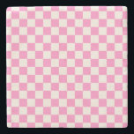 Roze cheque, Checkerboard Patroon, Gecontroleerd Stenen Onderzetter<br><div class="desc">Gecontroleerd patroon - roze en crèmekleurig wit dambord.</div>