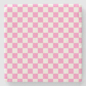 Roze cheque, Checkerboard Patroon, Gecontroleerd Stenen Onderzetter (Voorkant)
