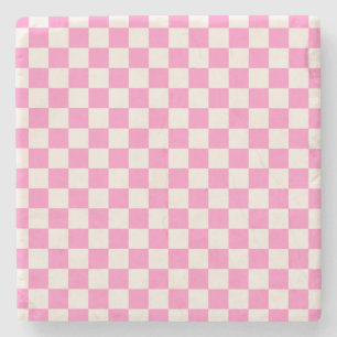 Roze cheque, Checkerboard Patroon, Gecontroleerd Stenen Onderzetter