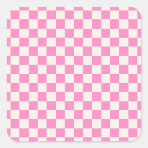 Roze cheque, Checkerboard Patroon, Gecontroleerd Vierkante Sticker
