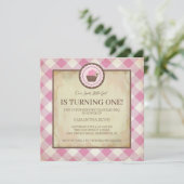 Roze chequer en cupcake Birthday BBQ Kaart (Staand voorkant)