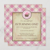 Roze chequer en cupcake Birthday BBQ Kaart (Voorkant / Achterkant)