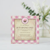 Roze chequer en cupcake Birthday BBQ Kaart (Staand voorkant)