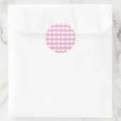 Roze cheques ronde sticker (Tas)