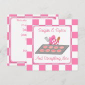 Roze cheques voor suiker en specerijen en Baby sho Kaart (Voorkant / Achterkant)