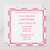 Roze cheques voor suiker en specerijen en Baby sho Kaart (Achterkant)