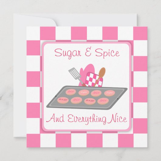 Roze cheques voor suiker en specerijen en Baby sho Kaart (Voorkant)