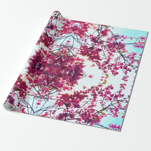 Roze Cherry-bloesems Cadeaupapier (Uitgerold)